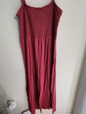 GAP Smocked Strap Romper - Deep Rose